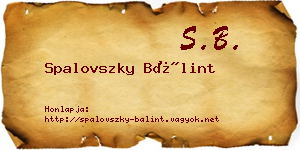 Spalovszky Bálint névjegykártya